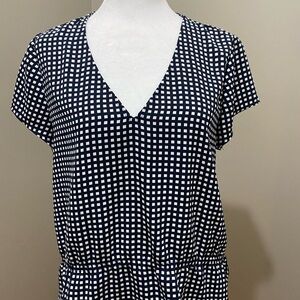 J. Crew Black and White Flutter Sleeve Blouse Relaxed Fit